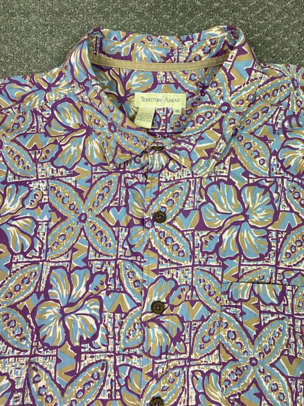 Vintage The Territory Ahead Shirt Mens 3XL Short Sleeve Tropical Floral Button